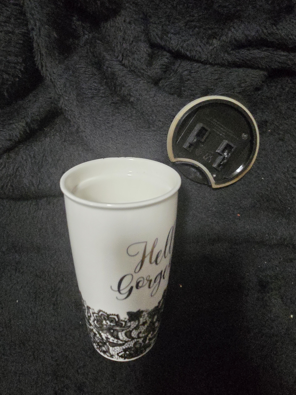 Design Clique White Ceramic Travel Mug with Black Lid